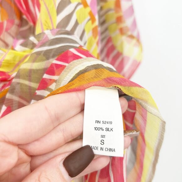 Trina Turk Womens Tropical 100%‎ Silk Kaftan Dress Swim Beach Cover Up Size S - Picture 6 of 9